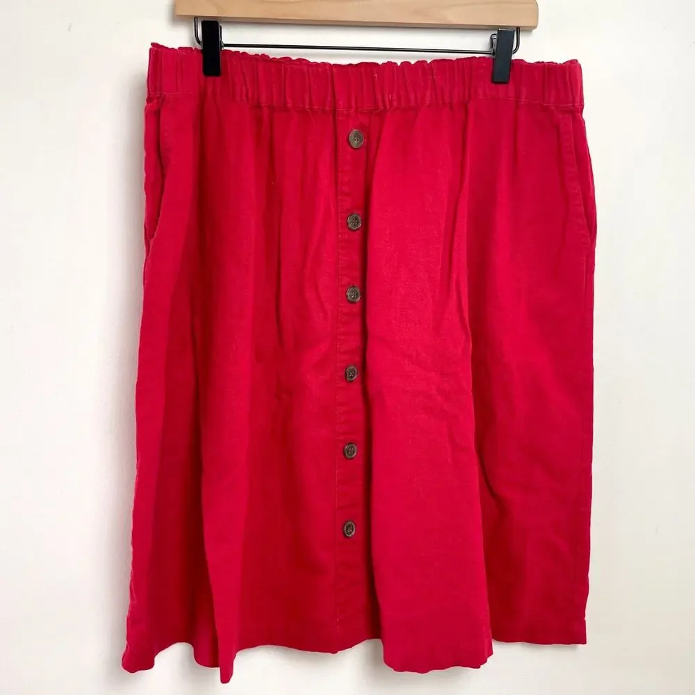 Vintage 90s Liz Claiborne Linen Blend Skirt Large Red Short Minimalist Parisian‎